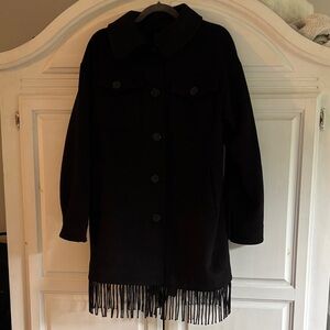 Sanctuary Black Fringe winter wool blend Coat
